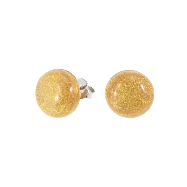 Colourful bead stud earring - gold pigment