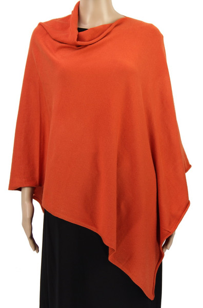 rust solid colour stretch poncho
