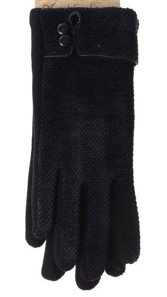 Chenile glove with 2 buttons - navy