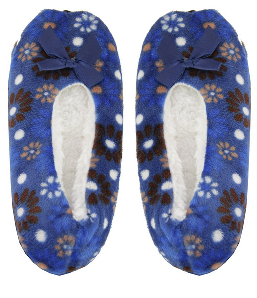 slippers - flower shapes and dots on navy blue (small)