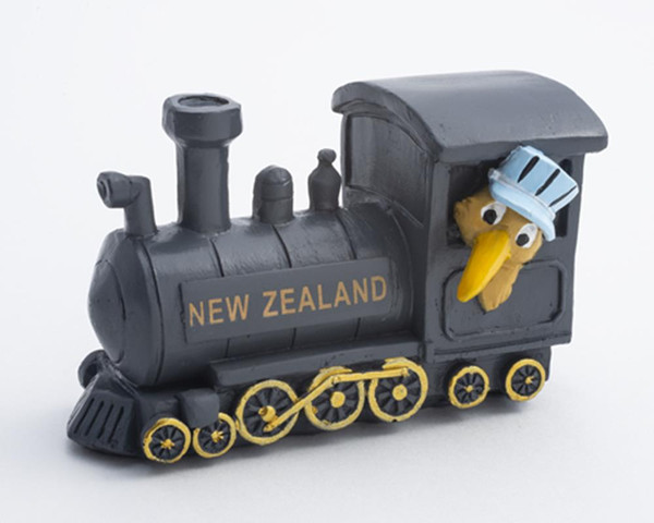 Kiwi driving a steam train ornament