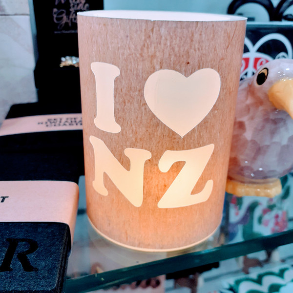 LED candle with cut out design - I Heart NZ