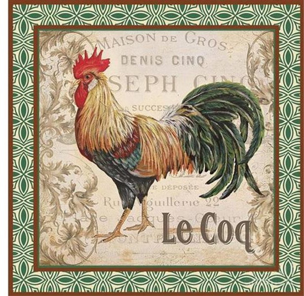 Cork backed trivet square tile - Le Coq design