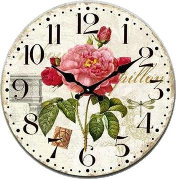 Wall hanging or free standing clock - Antique Rose