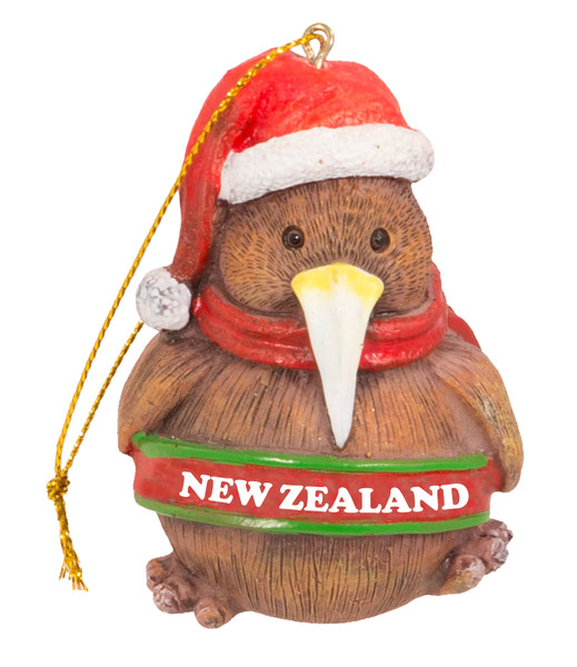 Hanging Christmas Kiwi with New Zealand sign aprox 6cm