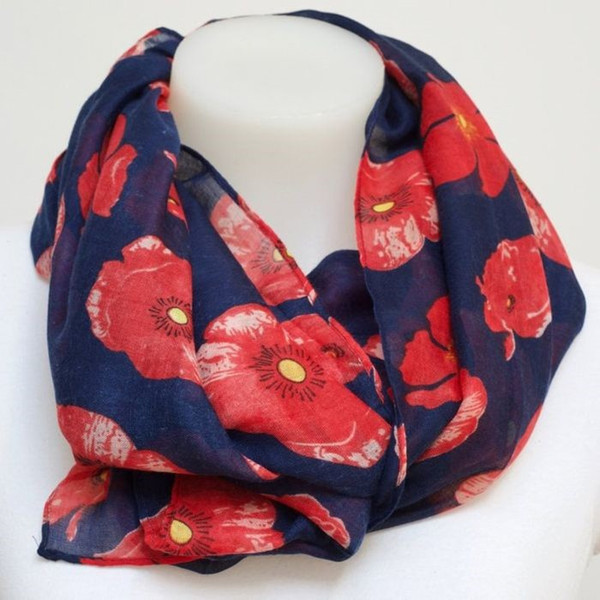 Poppy on navy scarf