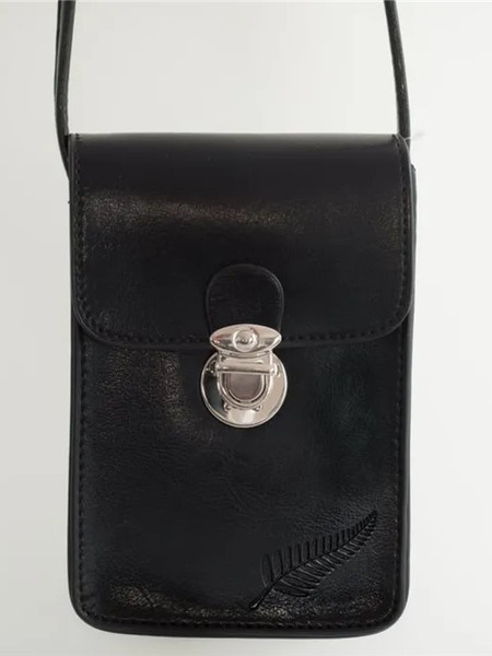 Fern Embossed Upright Phone Handy-Bag -BLACK