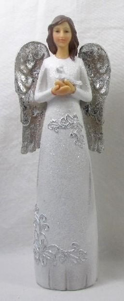 Angel holding a dove figurine approx