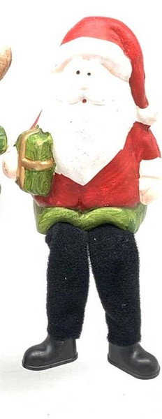 Dangly leg Santa holding present shelf sitter