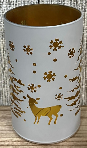 Light up LED decorative glass lamp with reindeer, tree and snowflakes