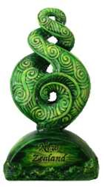 lightweight Polystone green "twist" eternity symbol ornament on base - 100mm