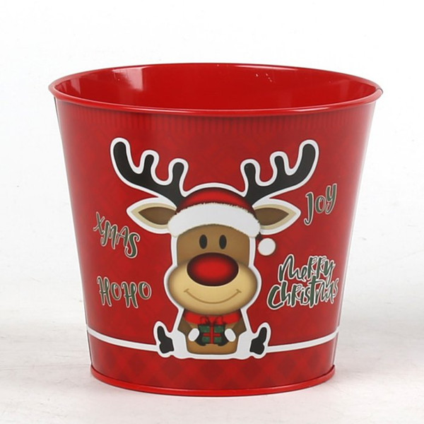 reindeer Christmas themed metal pot cover