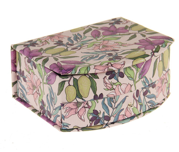 Curved front jewellery box  in pinks and purples