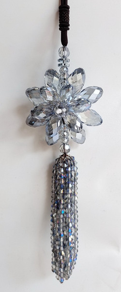 crystal layered flower hanging decoration - blue