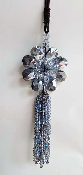 hanging blue crystal flower decoration