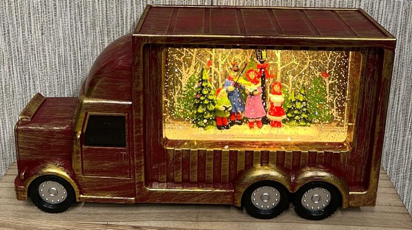 Christmas snow globe lantern - truck with carolers