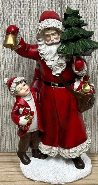 Santa and little boy figurine (approx 23cm)