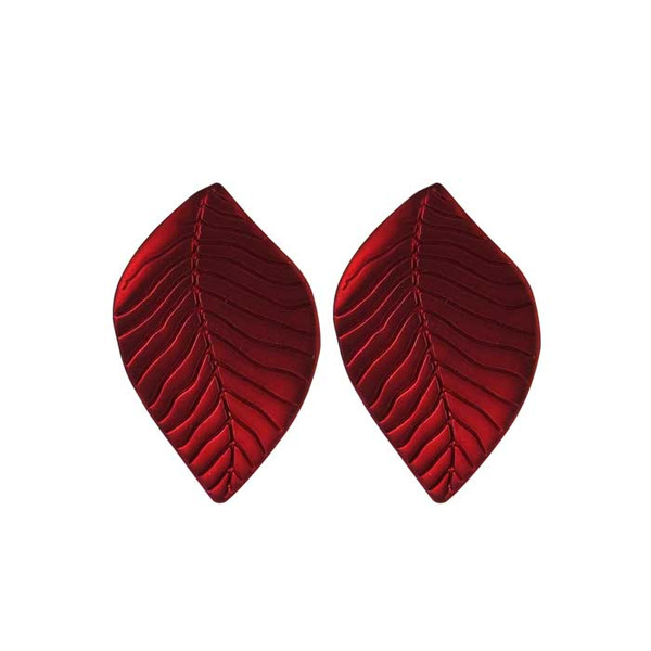 red leaf stud earrings on post