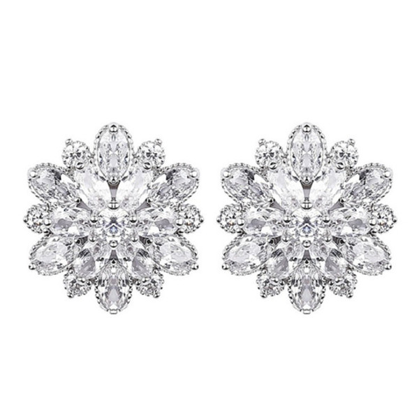 Double layer crystal flower stud earrings on posts