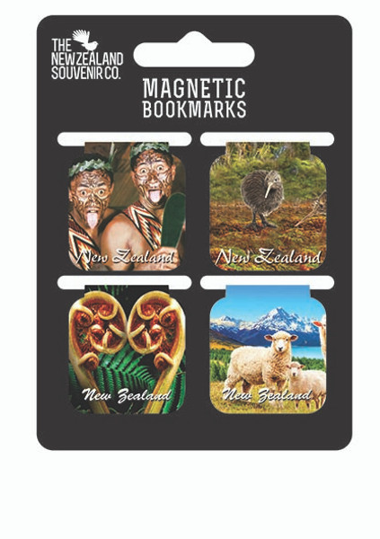 set of 4 Magnetic Bookmarks - Haka, Kiwi, fern, Sheep