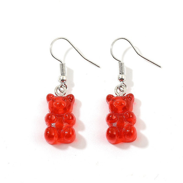 red cute bear earrings on hook
