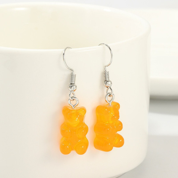 orange cute bear earrings on hook