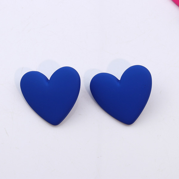 Bih heart shaped stud earrings on s925 posts - blue