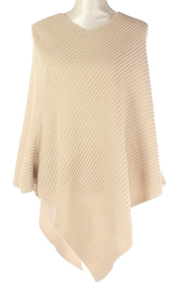 Classic Knit Poncho - linen colour