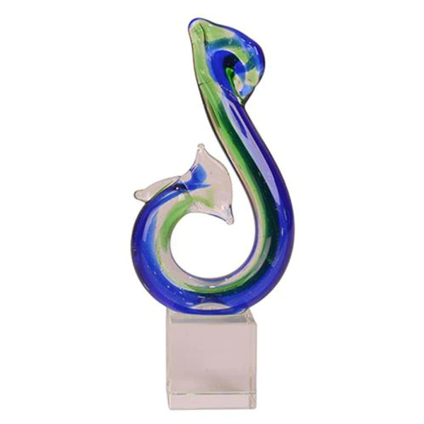 NZ Glass Hook Ornament - clear, blue and green
