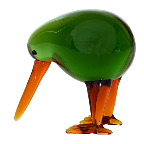 Handcrafted green glass NZ Kiwi ornament
