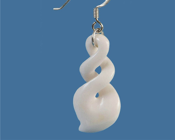 Bone double twist earrings on hooks