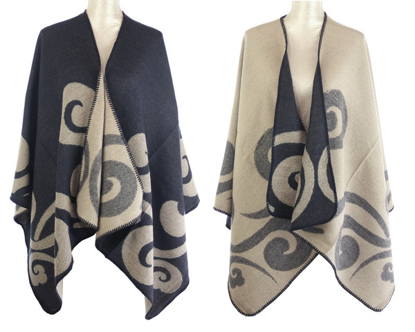 Reversible Cape with Curls design - Navy