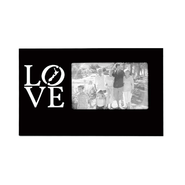 Black Photo frame with LOVE and outline of NZ to fit 4 x 6 photo