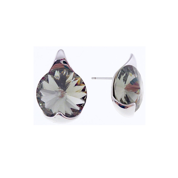 large swarovski crystal stud earring - black crystal