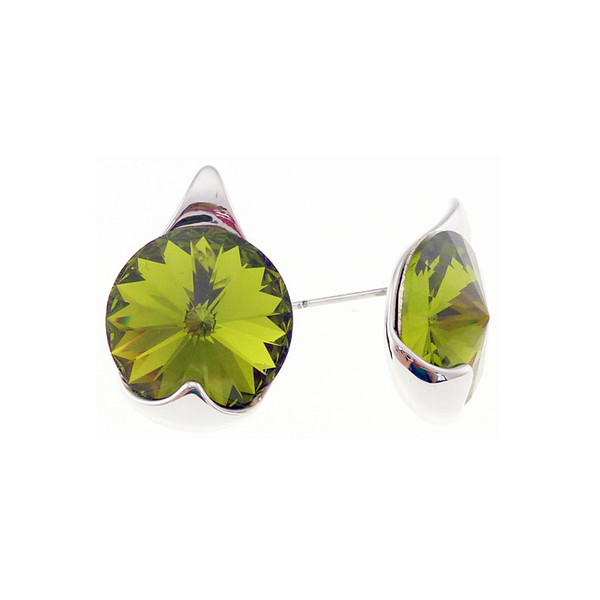 large swarovski crystal stud earring - olivine crystal