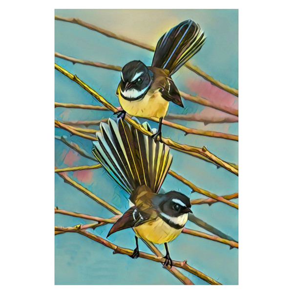 NZ Fantail print on glass - Wall Art