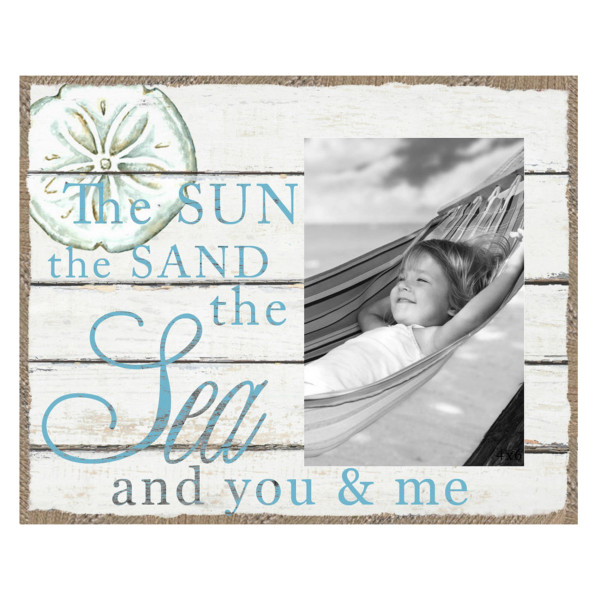 You and Me beach theme pattern on glass photo frame