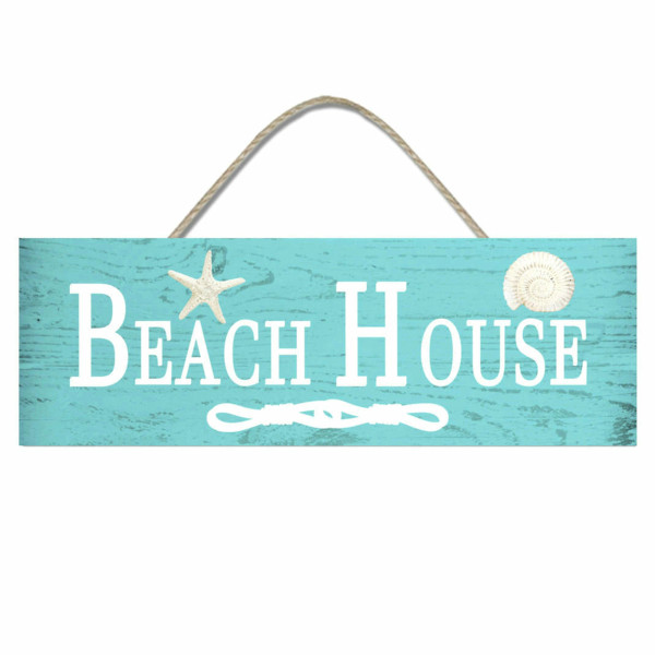 Beach House hanging glass sign