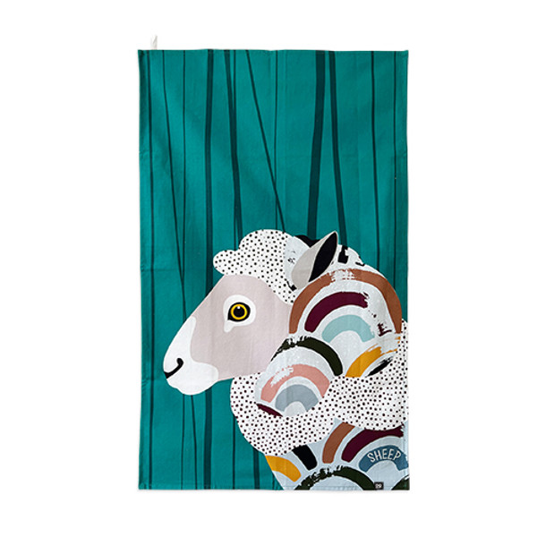 NZ Tea Towel - bold and bright Sheep