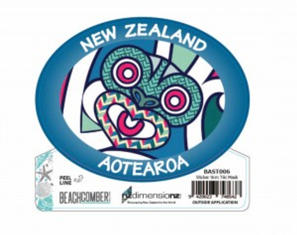 NZ sticker Tiki Mask - 9cm