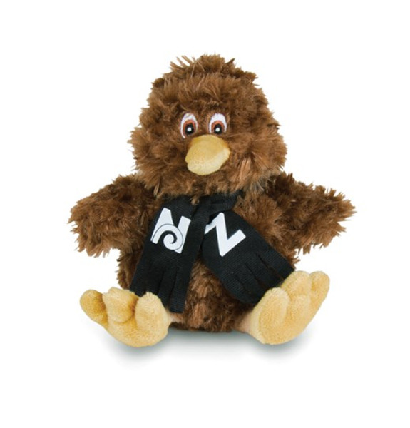 Soft Toy Kiwi wearing Black NZ scarf approx 15cm