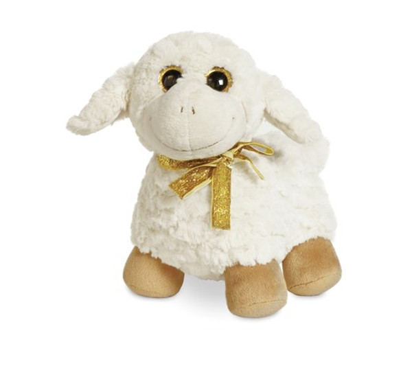 Soft Toy sheep standing with gold glitter eyes - approx 24cm tall