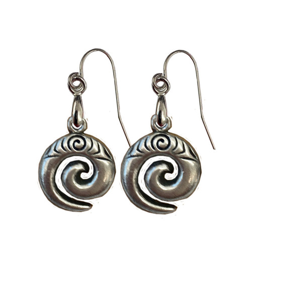 NZ Koru (spiral) - Pewter earrings