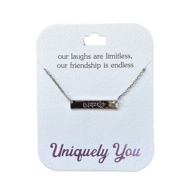 BFF silver coloured pendant on chain
