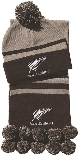 Childs Beanie and Scarf with New Zealand Silver Fern