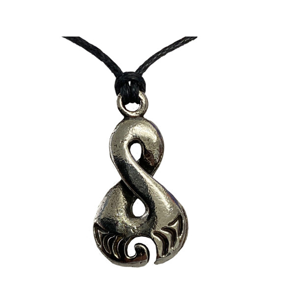 Infinty twist with koru - Pewter pendant on cord