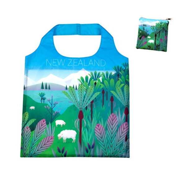 Eco friendly Folding Bag with NZ scene and sheep