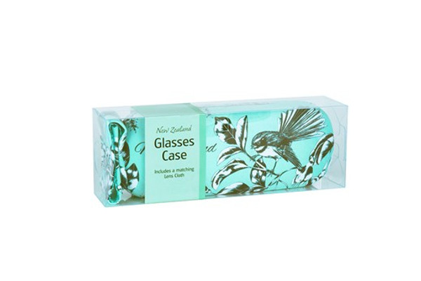Glasses Case with matching small lens cloth - Birds on pastel blue