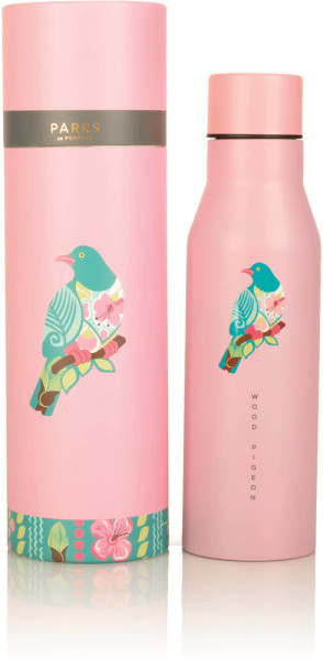 Metal Drink Bottle with designer bird, NZ Wood Pigeon 450ml