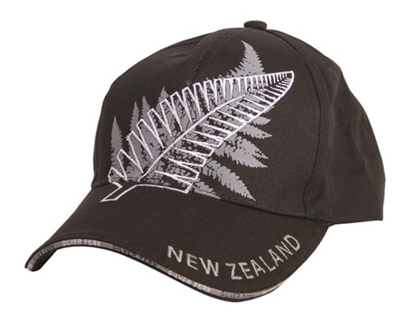 NZ Cap - Canvas Ferns on black